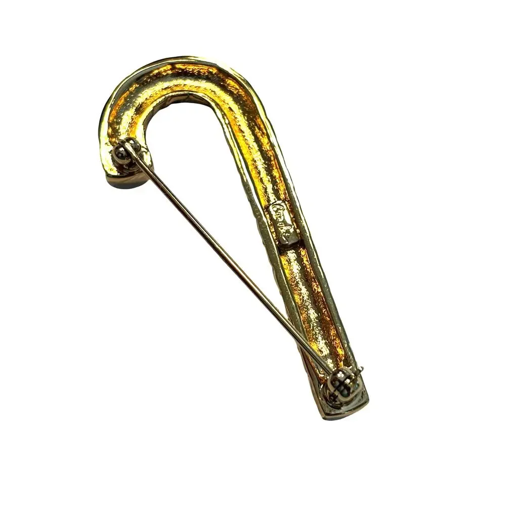 Vintage Carolee Jewelry Christmas holiday brooch fun red & gold candy cane pin